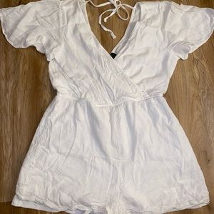 white back tie romper